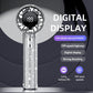 Mgall S5 Full Diamond Luxury Artemanship Portable Handheld Handheld Turbo Fan, 3 engranajes, Ventilador de vida de la batería larga recargable con pantalla digital para actividades al aire libre, viajes, oficina, regalo de Wonmen