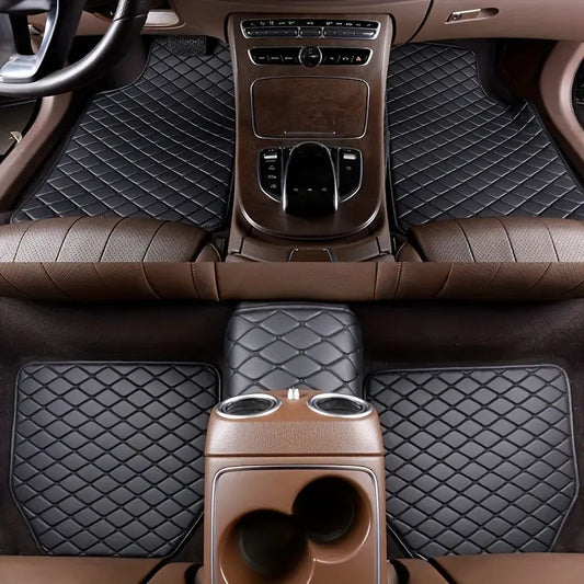 Esteras de piso para automóviles, alfombrillas para todo clima de plato profundo negro, alfombrillas automotrices impermeables para ajustes para automóviles para automóviles SUV, accesorios para automóviles universales