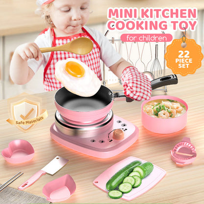 🎁[El mejor regalo para niños]🍳Mini juguetes de cocina de cocina real para niños - Juego de 22 piezas