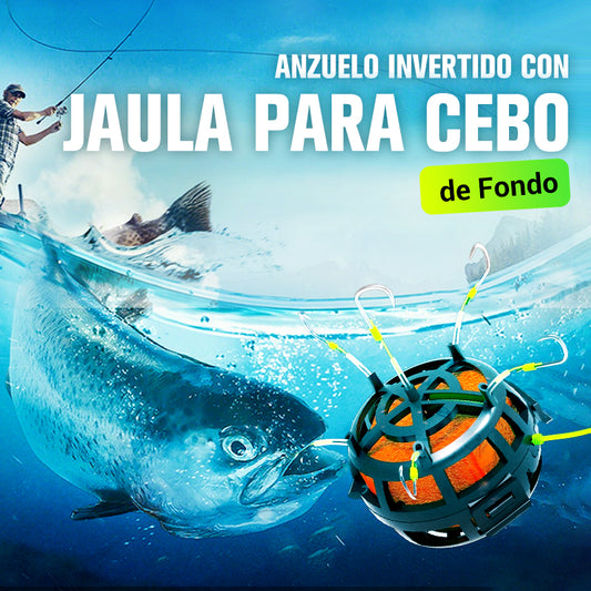 Anzuelo Invertido con Jaula para Cebo de Fondo
