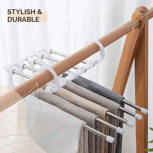 👖Perchero Multifuncional para Pantalones - Organiza hasta 5 Prendas en Vertical, Ahorra Espacio en Armario 📦🔝