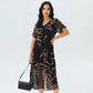 Vestido Midi impreso con cuello en V fluido