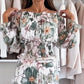 🌸Vestido de temporada 50% de descuento Conjunto de dos piezas de top con hombros descubiertos y falda larga con estampado floral