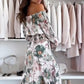 🌸Vestido de temporada 50% de descuento Conjunto de dos piezas de top con hombros descubiertos y falda larga con estampado floral