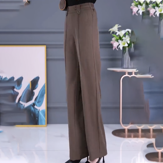 Pantalones de talle alto para mujer con perneras rectas