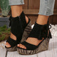 🔥Sandalias de cuña con plataforma y punta abierta con borlas para mujer - 🩷¡Oferta de verano! 50 % de descuento