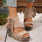 🔥Sandalias de cuña con plataforma y punta abierta con borlas para mujer - 🩷¡Oferta de verano! 50 % de descuento