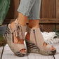 🔥Sandalias de cuña con plataforma y punta abierta con borlas para mujer - 🩷¡Oferta de verano! 50 % de descuento