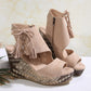 🔥Sandalias de cuña con plataforma y punta abierta con borlas para mujer - 🩷¡Oferta de verano! 50 % de descuento