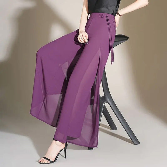 🎉2025 Venta caliente✨Pantalones anchos de gasa hasta los tobillos para mujer