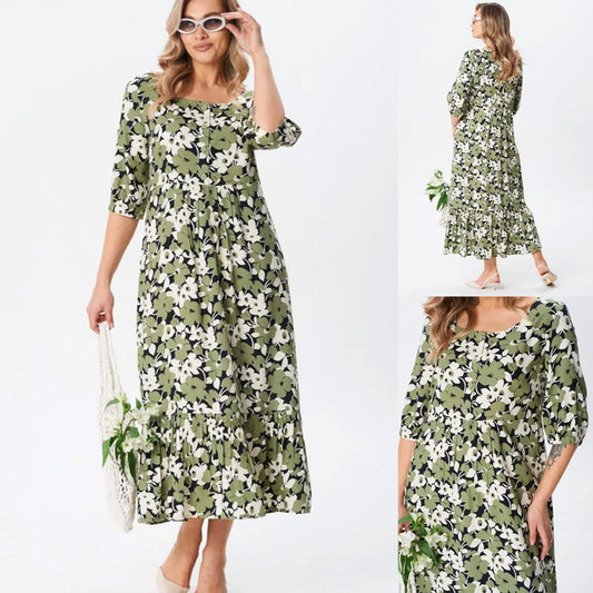 ⏳ Tiempo limitado 50% Descuento💥Damen Vestidos de media manga floral delgado