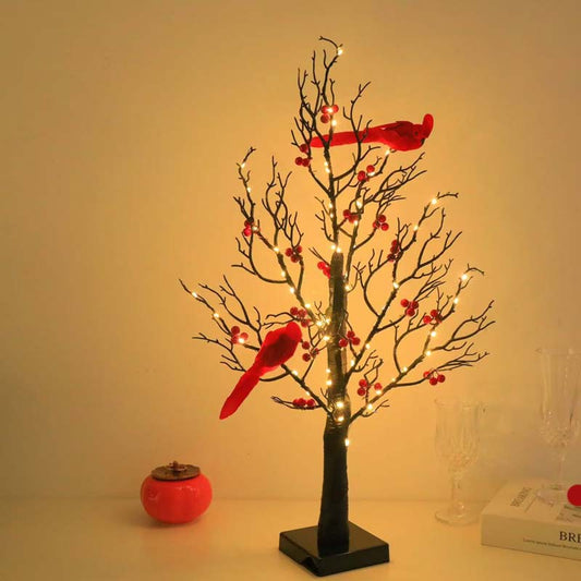 🐦 Árbol brillante con cardenales